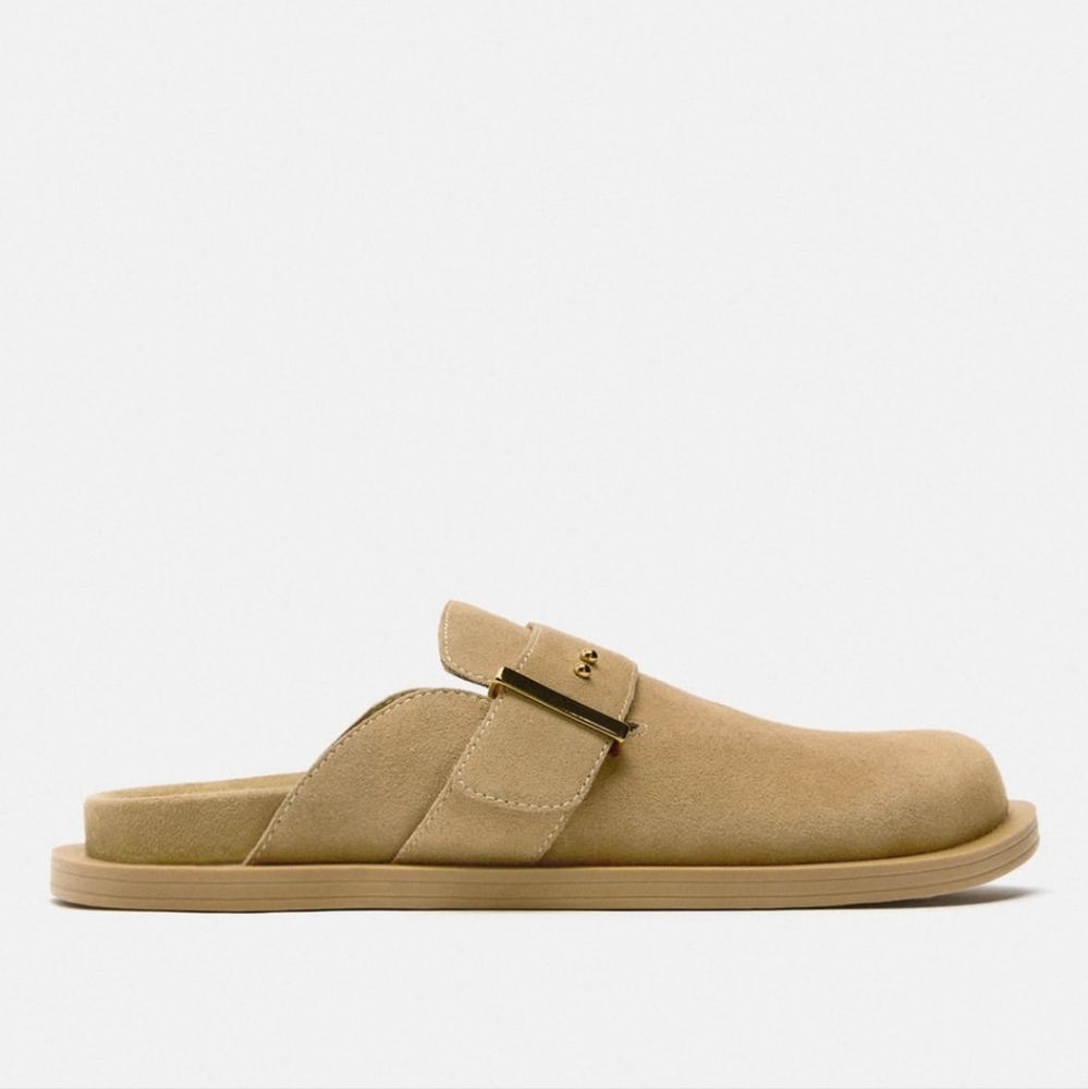 Zara BUCKLED SUEDE CLOGS - Picture 6 of 8